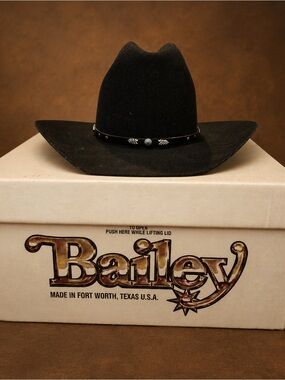 Bailey Black Western Felt Cowboy Hat with Decorative Band